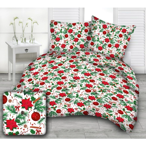 Komplet Pościeli z Bawełny 100% 160x200 2x70x80 Świąteczna Gwiazda betlejemska